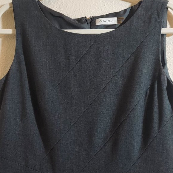 Classic Calvin Klein Gray Sleeveless Pencil Dress Size 10 - Picture 4 of 8